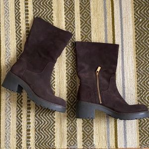 Michael Kors brown Whitaker leather suede boots